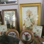 6 framed and glazed floral pictures including pressed flowers.