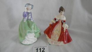 2 Royal Doulton figurines, Top O' The Hill and Southern Belle.