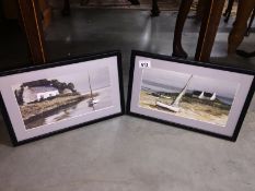 A pair of framed and glazed prints seascapes signed G Laborte,.