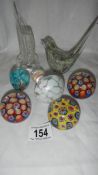 A mixed lot of paperweights including millifiori.