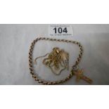 A quantity of 9ct gold items (1 necklace clip missing) approximately 14 grams.