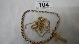 A quantity of 9ct gold items (1 necklace clip missing) approximately 14 grams.