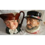 2 Royal Doulton character jugs, Old Charley and Beefeater.