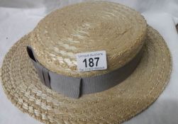 A straw boater.