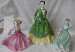 3 Coalport figurines including Ladies of Fashion, Cathy and Pamela.