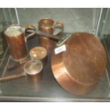 A quantity of copper pans.