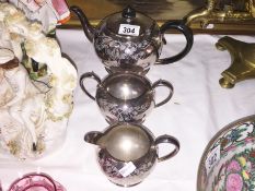A 3 piece silver plate tea set.