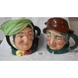 2 large Royal Doulton character jugs, Sairey Gamp D5451 and Uncle Tom Cobbliegh.