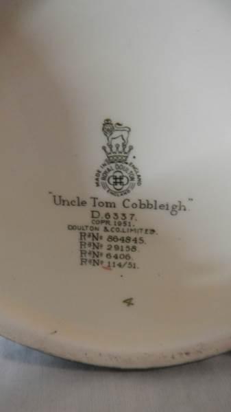 2 large Royal Doulton character jugs, Sairey Gamp D5451 and Uncle Tom Cobbliegh. - Image 5 of 5