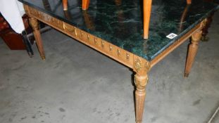 A marble topped coffee table.