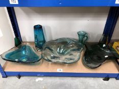 7 pieces of art glass and vases