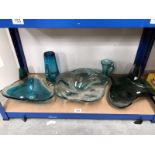 7 pieces of art glass and vases