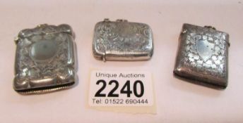 2 silver vesta cases and a silver plated vesta case.
