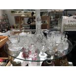 A quantity of crystal glass & decanter etc.