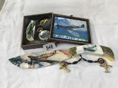 A replica knife/letter opener featuring Spitfire decoration & boxed set of Spitfire pen knife,