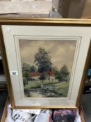 A framed and glazed watercolour "The Beck Scopwick" by R.A.