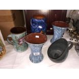 5 pieces of pottery including Bolingey Perronporth pottery and Mary Fenton