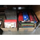 2 boxes of empty stamp albums & stamp pages etc.