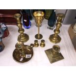 A pair of Victorian brass candlesticks, Victorian candle stand, ornate candlestand,