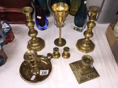 A pair of Victorian brass candlesticks, Victorian candle stand, ornate candlestand,