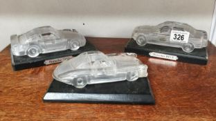 3 glass model car ornaments