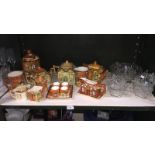 A quantity of glassware including decorative glass trifle bowl with matching serving dishes