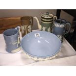 A Wedgwood bowl and 4 other pieces of Jasperware