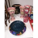 5 items of lustre style ware etc.