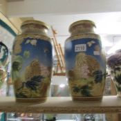 A pair of early 20th century Chinese vases decorated with quails, foliage and butterflies.