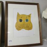 An Andy Warhol (1928-1987) print of a cat,