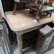 A GER Great Eastern Railway waiting room pine table - stamped underneath GER 93