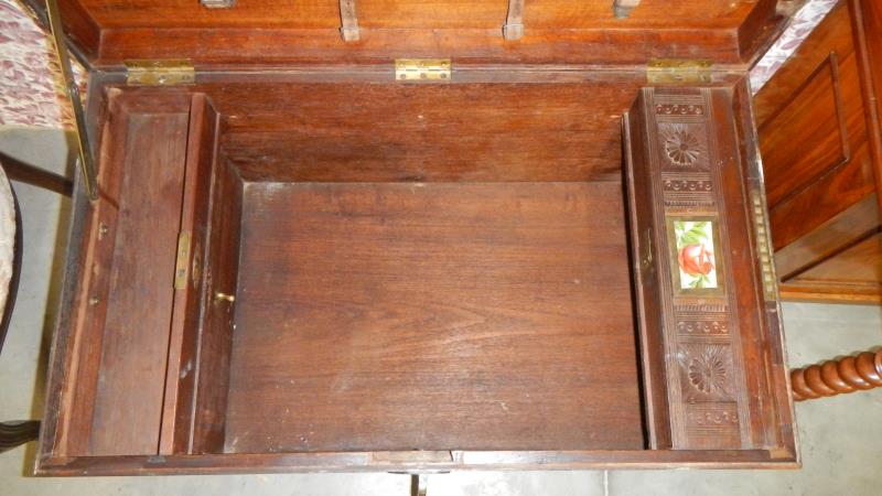 A fine 19th century brass bound captain's chest with candle box and secret compartment. - Image 3 of 8
