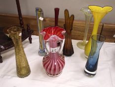 8 art glass posy vases etc