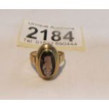 An unusual 8ct German gold ring set smoky quartz stone.