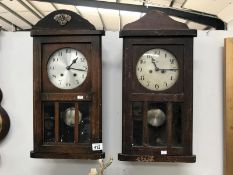 2 oak wall clocks