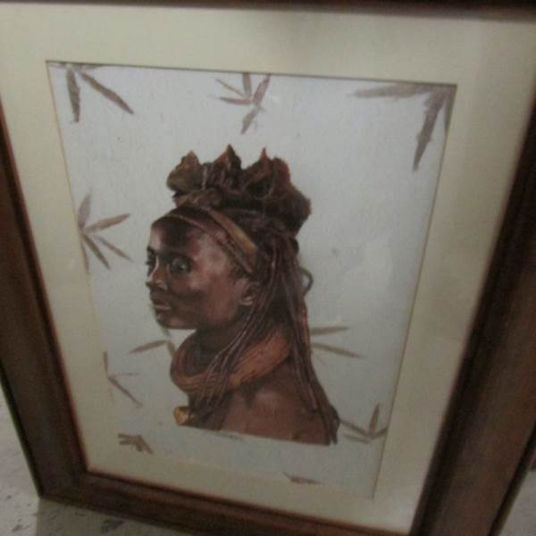 3 framed and glazed portraits of African ladies. - Image 2 of 4