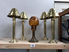 5 brass candle lamps