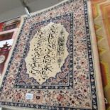 An Islamic prayer rug.