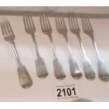 6 silver forks, approximately 180 grams.