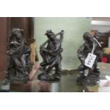 3 carved wood Chinese figures.