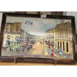 A Beswick wall plaque depicting Regent Street scene.