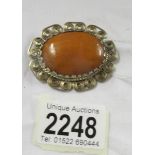 An amber brooch.