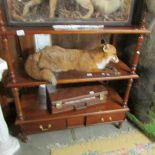 A Victorian mahogany 2 tier stand with 2 drawers, one drawer handle needs attention.