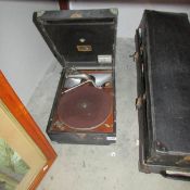 An HMV picnic gramaphone, in working order.