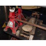 A pair of good quality axle stands and a 3 tonne jack