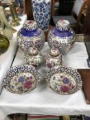 A collection of 20th century oriental ceramics including 2 large & 2 small ginger jars & 2 bowls (6