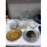A good lot of Victorian glass plates etc