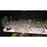 A collection of glass dishes, plates, cake stands, candle holders etc.
