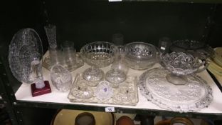 A collection of glass dishes, plates, cake stands, candle holders etc.