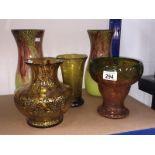 5 art glass vases
